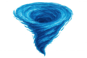 Vivid blue water vortex spiraling dynamically, rendering transparent backdrop for visual effects and motion graphic design