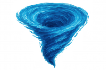 Vivid blue water vortex spiraling dynamically, rendering transparent backdrop for visual effects and motion graphic design