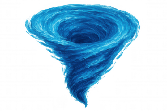 Vivid blue water vortex spiraling dynamically, rendering transparent backdrop for visual effects and motion graphic design