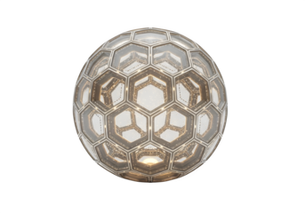 Geometric sphere with honeycomb pattern isolated on transparent background, a modern and futuristic design element for decorative and abstract concepts