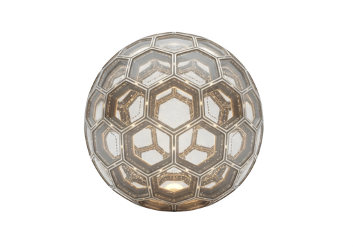 Geometric sphere with honeycomb pattern isolated on transparent background, a modern and futuristic design element for decorative and abstract concepts