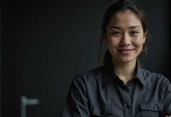 Platform ramp aide smiling confidently near ramp guard and posts