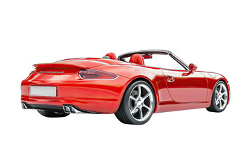 Obraz premium Red convertible sports car, rear view