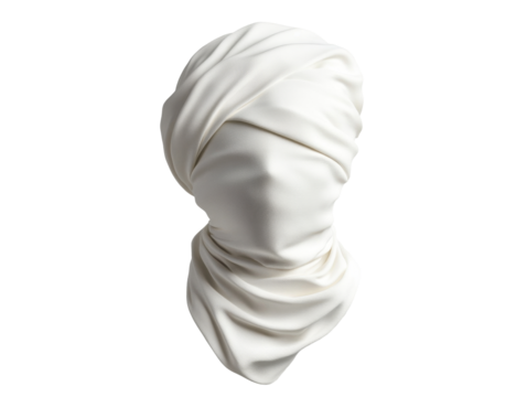 Elegant white fabric drape on head: textured and artistic minimalist design