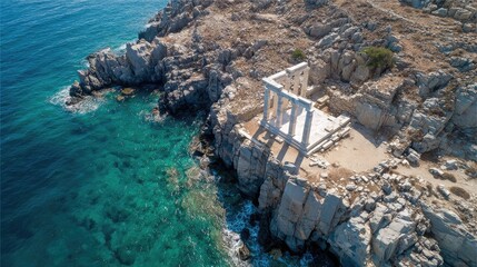 Ancient Temple Ruins on a Cliffside, Mediterranean Coast