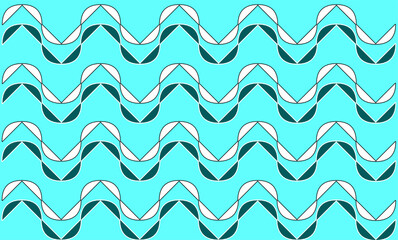 seamless pattern with waves. Vibrant Aqua Indonesian Ethnic Style Batik Background with Abstract Layered Wave Pattern in Teal, White, and Deep Blue Shades