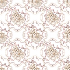 Seashell Pattern Seashell Bow Pattern, Vintage Nautical Seamless Digital Paper, Ocean Beach Clipart, Coastal Shell Design, Cute Summer Printable