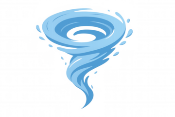 Transparent background showcases a dynamic water tornado, swirling and creating a powerful vortex