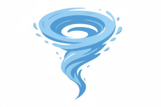 Transparent background showcases a dynamic water tornado, swirling and creating a powerful vortex