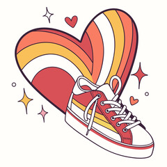 Cute rainbow heart with sparkles