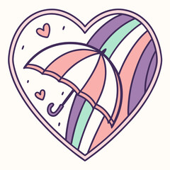 Retro heart with rainbow for pride month
