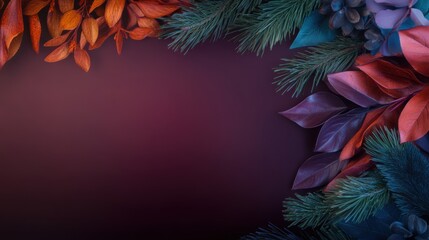 Vibrant foliage arrangement featuring colorful leaves and pine branches