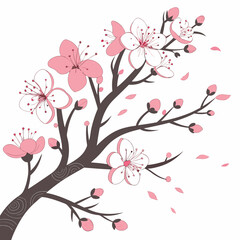 Cherry blossom branch with pink flowers