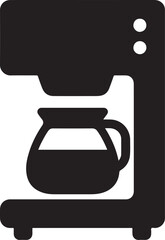 Coffee maker silhouette vector, kitchen appliance design, perfect for beverage and café graphics.