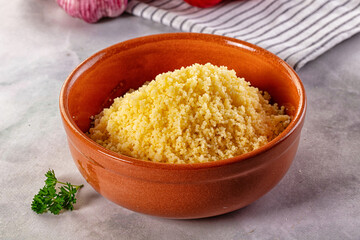 Boiled wheat couscous grain garnish