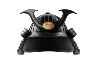 Traditional japanese samurai helmet with gold chrysanthemum emblem