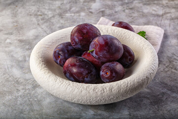 Ripe sweet fresh juicy plums