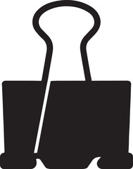 Binder clip silhouette vector, office stationery design, ideal for organization and document graphics.