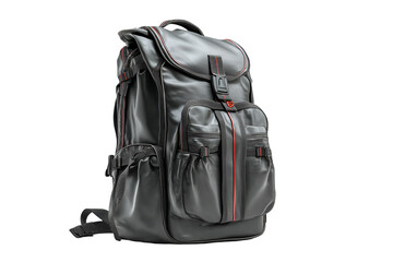 Naklejka premium Stylish Black Backpack with Red Accents Travel Gear