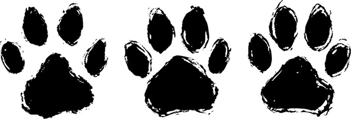 Distressed Black Animal Paw Prints