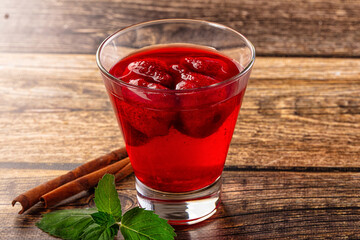 Sweet juicy cold strawberry lemonade