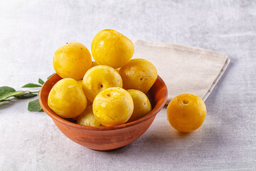 Ripe sweet fresh yellow plum