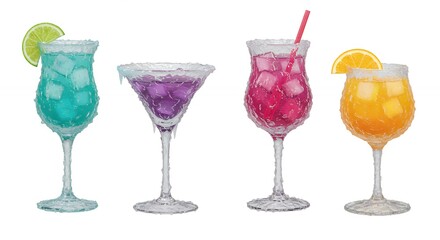 Colorful cocktails variety beverages refreshment drinks