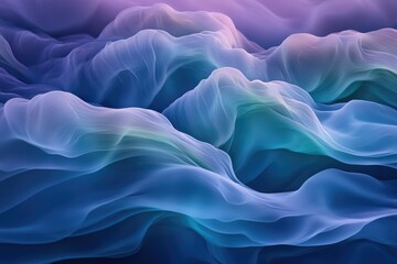 Obraz premium Abstract art depicting flowing, translucent fabric in shades of blue, teal, and purple.