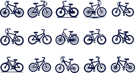 Obraz premium Diverse bicycle icon set offering variety for cycling enthusiasts and design projects