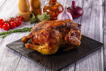 Hot tasty grilled whole chicken