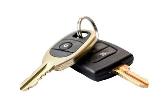 Car keys close up on black background