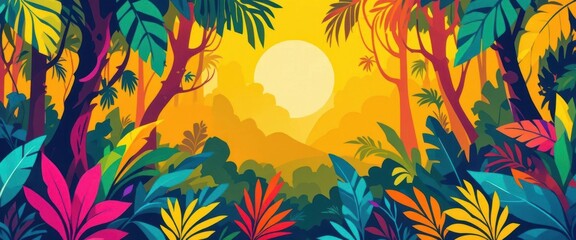  Jungle Pop A Vibrant and Eye Catching Depiction of the Rainforest, Inspired by Pop Art Aesthetics