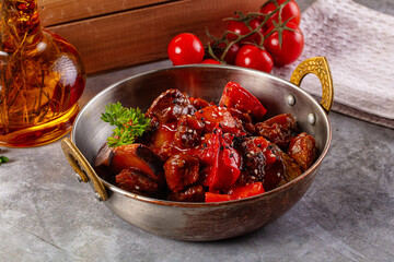 Roasted beef meat with vegetables