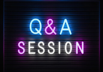 Neon Q&A Session Sign Bright Blue Pink L