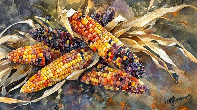 Colorful Indian Corn Detail