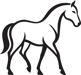 Stylized black horse silhouette walking, Elegant horse vector illustration design