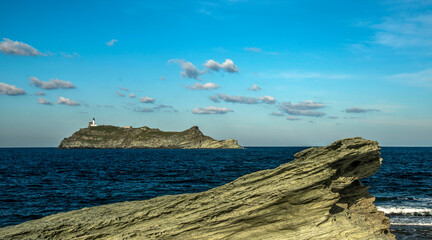 Île de Giraglia près du cap Corse à Barcaggio, Corse, France