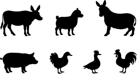Farm Animal Silhouette Collection