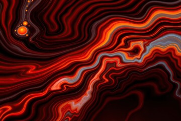 Cosmic red fluid abstract art with glowing waves, vibrant energy flow, liquid marble textures, surreal galaxy nebula effect - AI Generated Digital Art