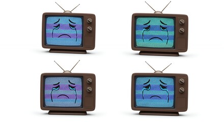 Vintage televisions sad emoji displaying technical malfunction