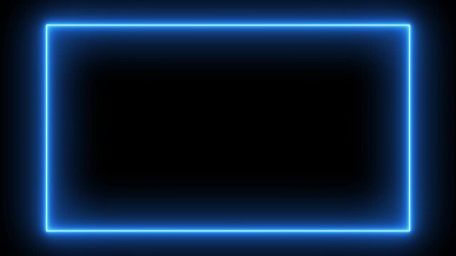 Rectangle glow line box, tow tone picture and video frame animation. Glowing colored neon frame with moving lines on a transparent alpha channel background in a seamless loop