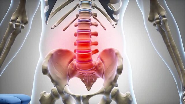 Anatomical View Showcasing The Human Spine, Pelvis, And Arm Bones In A Medical Illustration