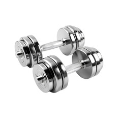 Obraz premium Chrome dumbbells fitness weights gym workout strength training exercise equipment
