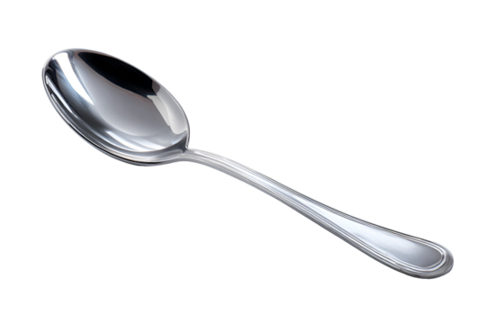 Shiny silver spoon on black background tableware kitchen utensil