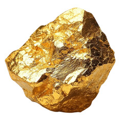 Raw gold nugget rock specimen showcasing its natural- shiny texture and bright golden color. Ideal for geological study and mineral collection. Isolated on transparent background- png.