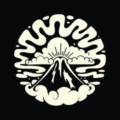 Monochromatic Mountain Illustration Dreamy Vaporwave Aesthetic Adventure Ready Tee Shirt Art Perfect for Travel and Nature Lovers