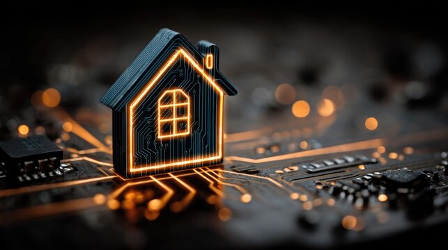 Futuristic Smart Home Concept with Circuit Board