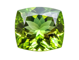 Lush Green Peridot With Exquisite Cut. This stunning gemstone features a rich green hue and exceptional clarity- perfect for high-end jewelry pieces. Isolated on transparent background- png. © Natalie