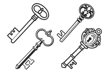 Collection of Vintage Ornate Skeleton Keys.