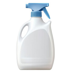 White plastic detergent bottle with a blue cap. Ideal for holding laundry detergent or other cleaning solutions. Isolated on transparent background- png.